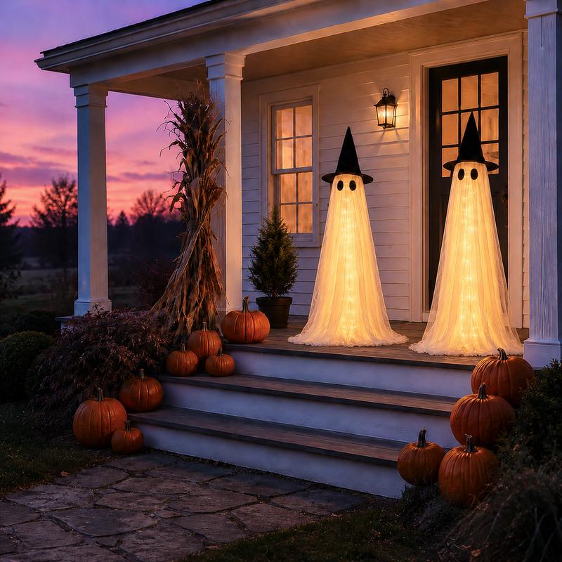Halloween Spooky Lighted Ghost Decor Set