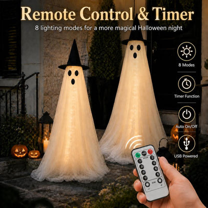 Halloween Spooky Lighted Ghost Decor Set