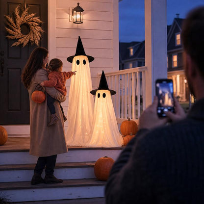 Halloween Spooky Lighted Ghost Decor Set